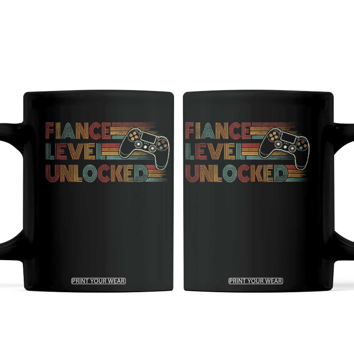 Fiance Level Unlocked Coffee Mug Retro Engaged Gifts For Him Gamer TS10 Black Print Your Wear