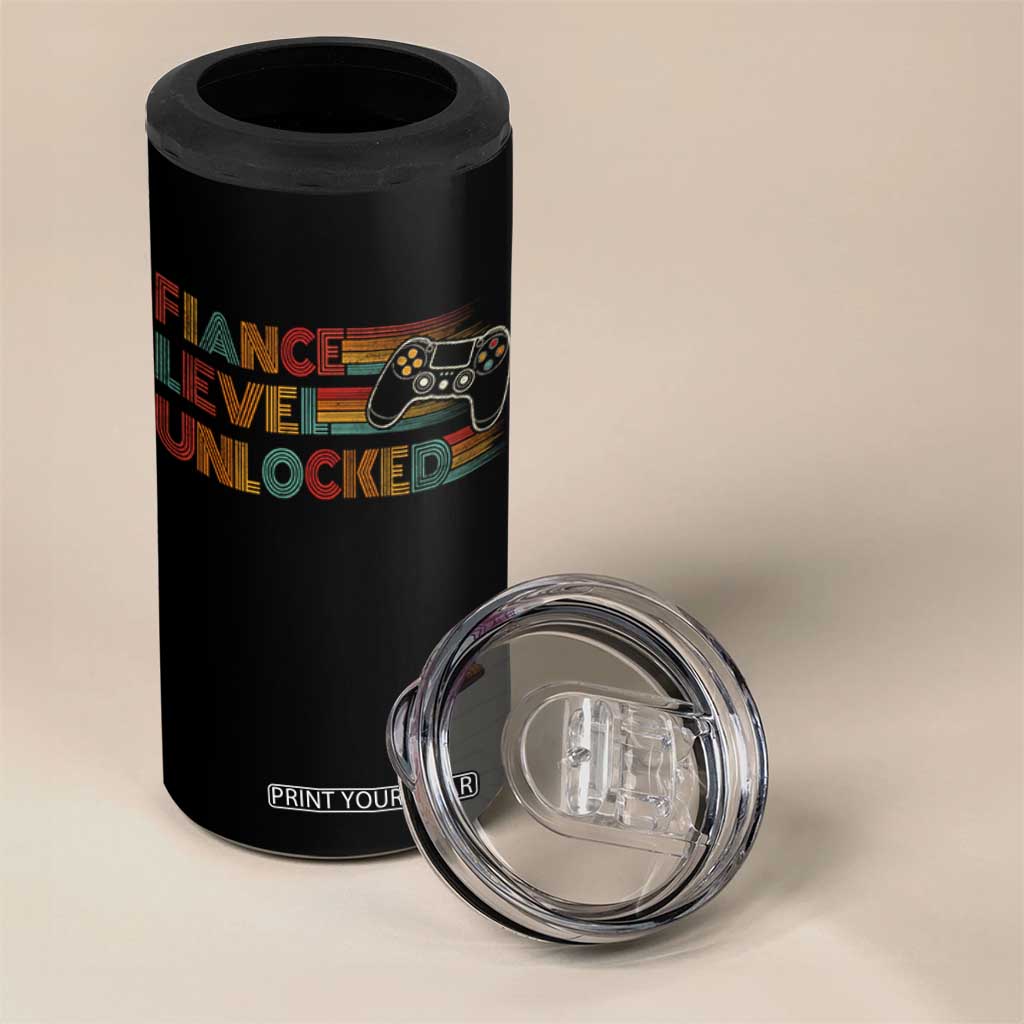Fiance Level Unlocked 4 in 1 Can Cooler Tumbler Retro Engaged Gifts For Him Gamer TS10 Print Your Wear