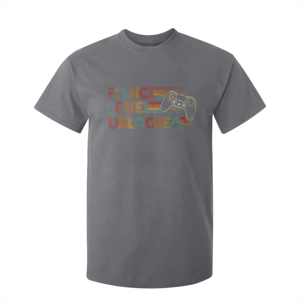 Fiance Level Unlocked T Shirt For Kid Retro Engaged Gifts For Him Gamer TS10 Charcoal Print Your Wear