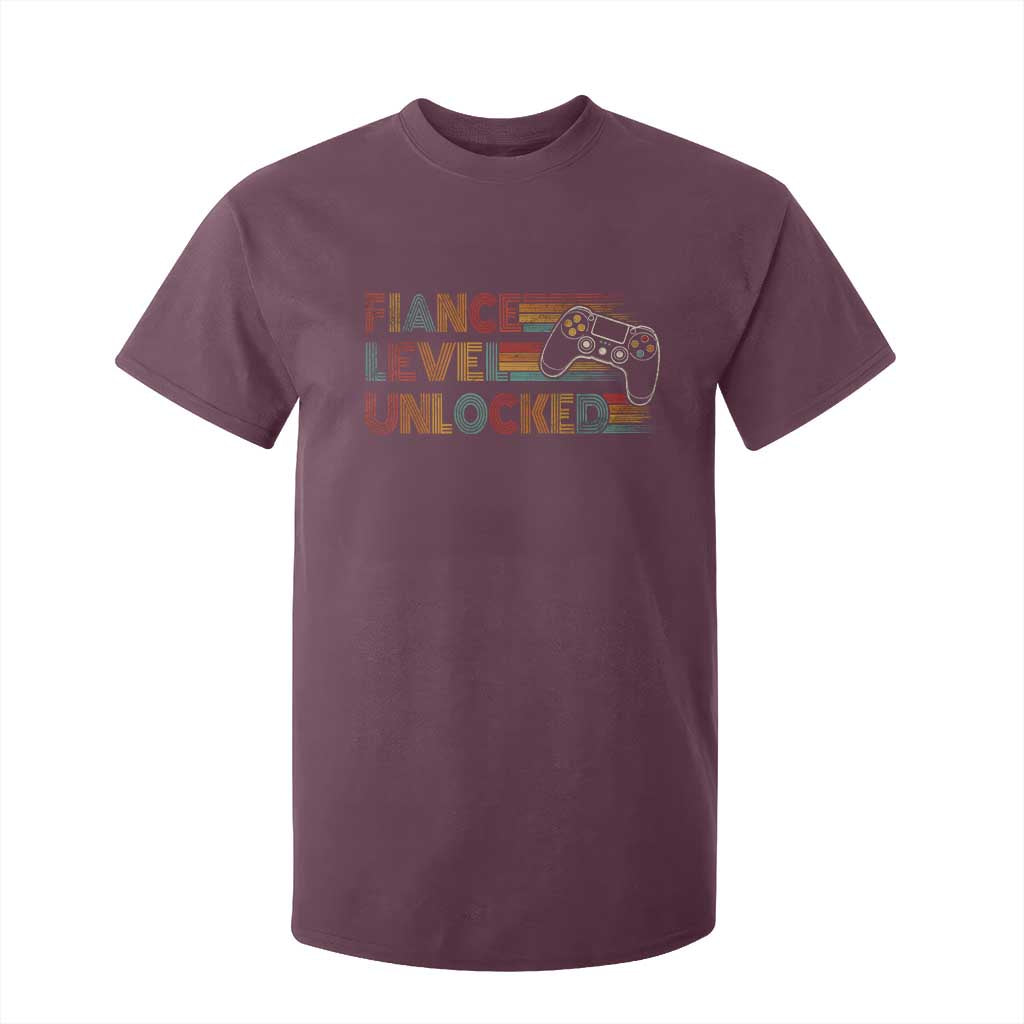 Fiance Level Unlocked T Shirt For Kid Retro Engaged Gifts For Him Gamer TS10 Maroon Print Your Wear