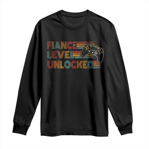 Fiance Level Unlocked Long Sleeve Shirt Retro Engaged Gifts For Him Gamer TS10 Black Print Your Wear