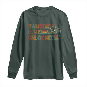 Fiance Level Unlocked Long Sleeve Shirt Retro Engaged Gifts For Him Gamer TS10 Dark Forest Green Print Your Wear