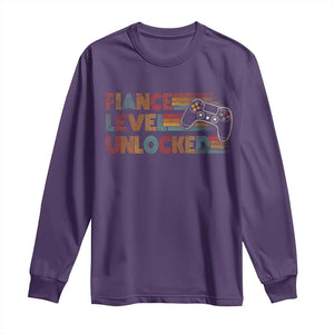 Fiance Level Unlocked Long Sleeve Shirt Retro Engaged Gifts For Him Gamer TS10 Purple Print Your Wear