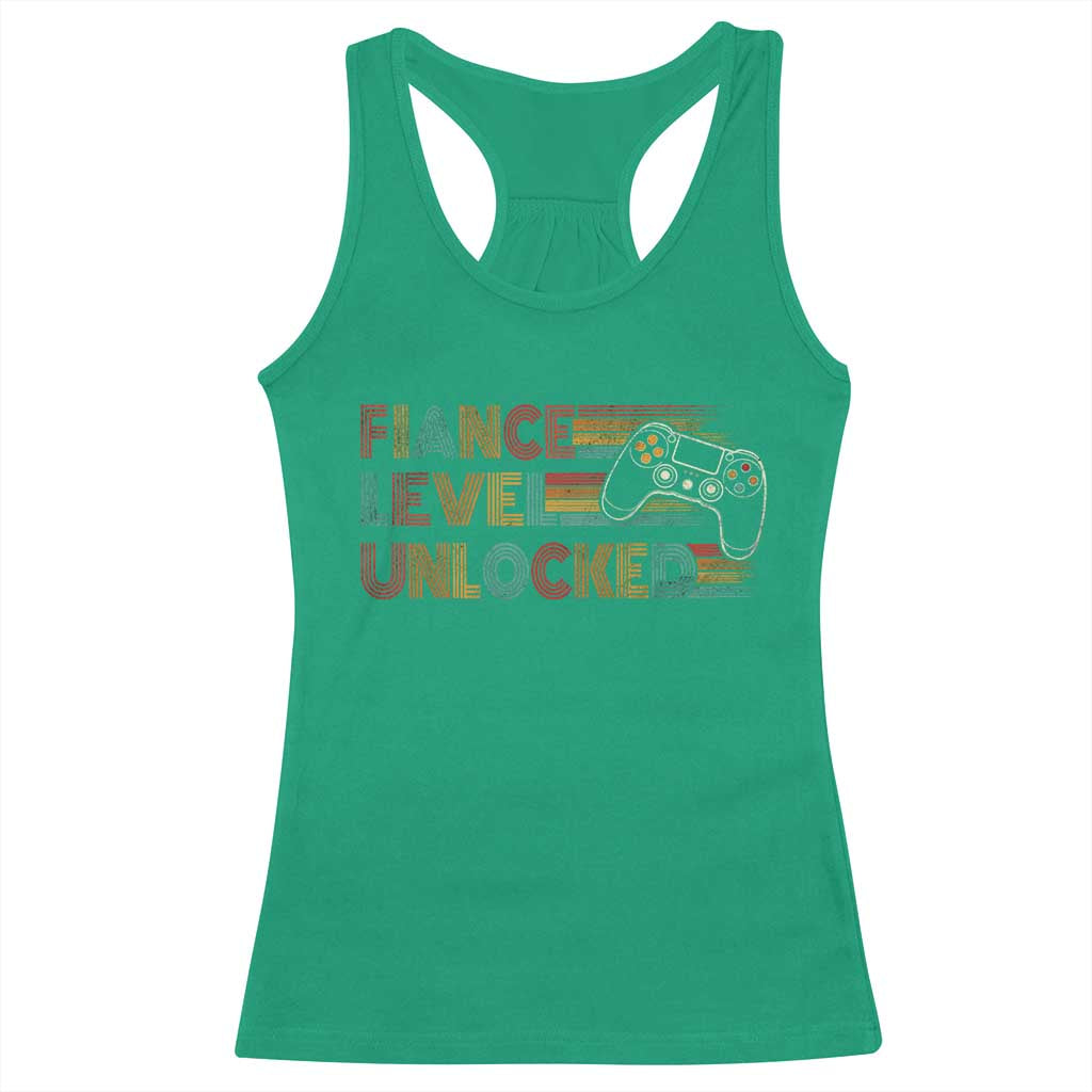 Fiance Level Unlocked Racerback Tank Top Retro Engaged Gifts For Him Gamer TS10 Irish Green Print Your Wear