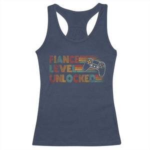Fiance Level Unlocked Racerback Tank Top Retro Engaged Gifts For Him Gamer TS10 Navy Print Your Wear