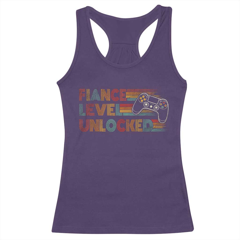 Fiance Level Unlocked Racerback Tank Top Retro Engaged Gifts For Him Gamer TS10 Purple Print Your Wear