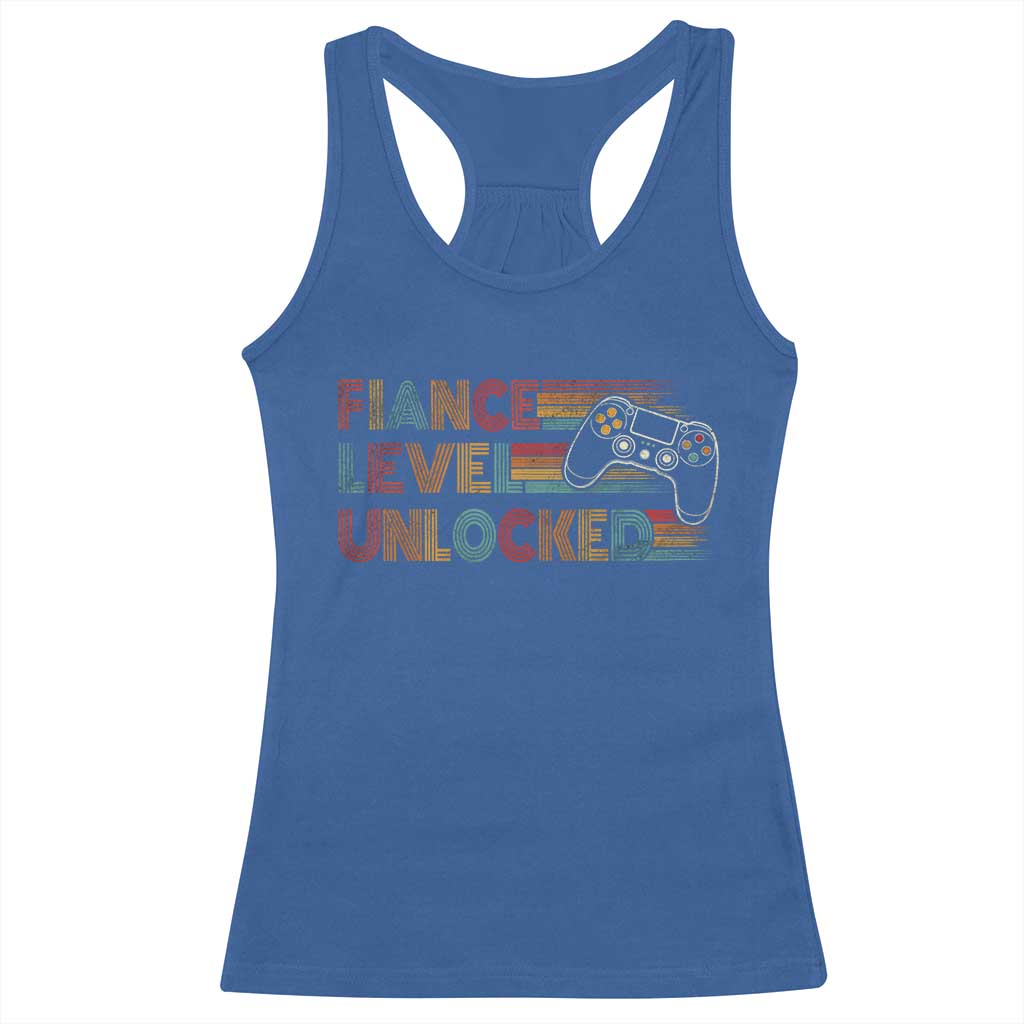 Fiance Level Unlocked Racerback Tank Top Retro Engaged Gifts For Him Gamer TS10 Royal Blue Print Your Wear
