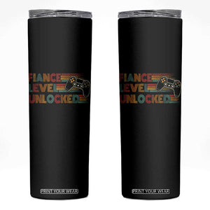 Fiance Level Unlocked Skinny Tumbler Retro Engaged Gifts For Him Gamer TS10 Black Print Your Wear