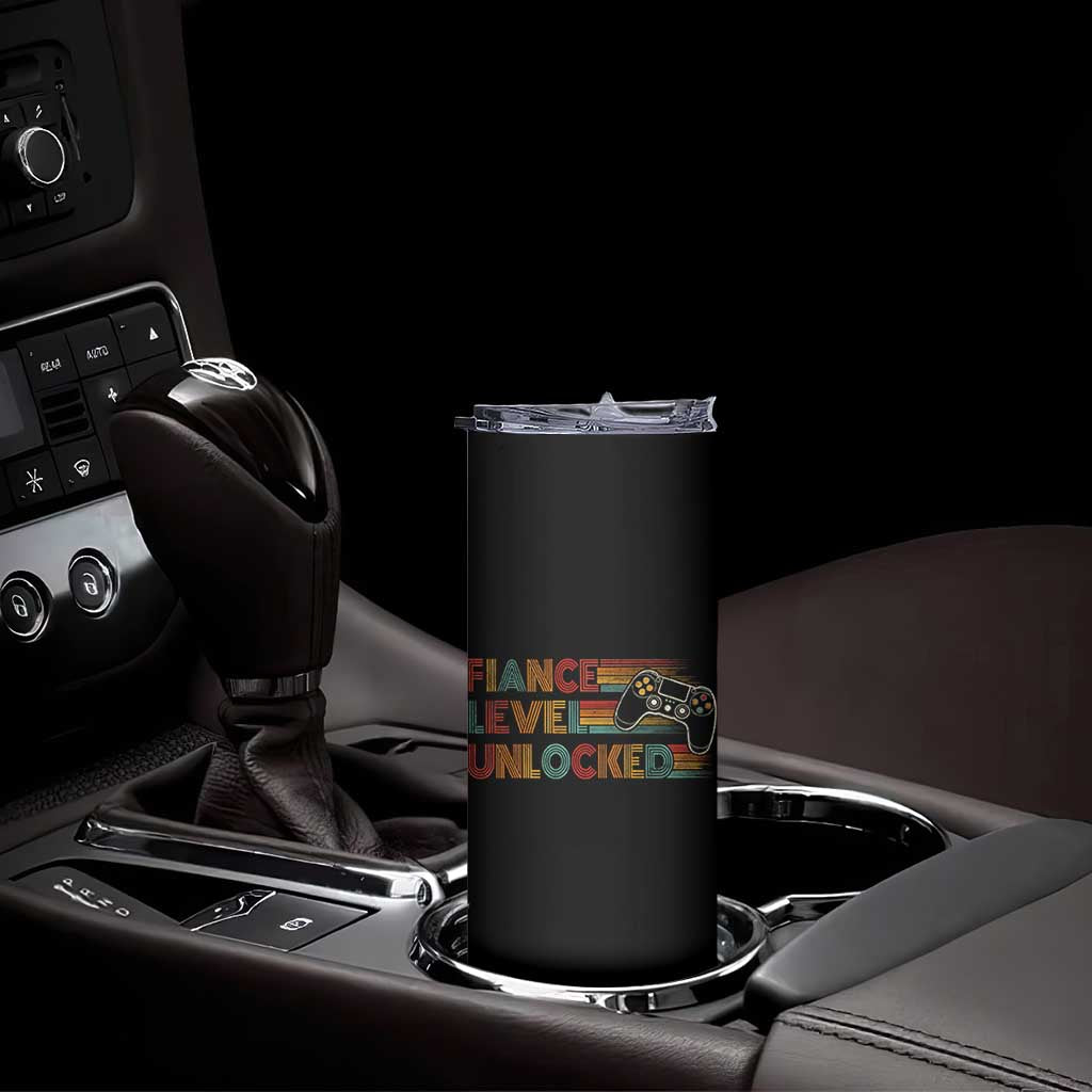 Fiance Level Unlocked Skinny Tumbler Retro Engaged Gifts For Him Gamer TS10 Print Your Wear