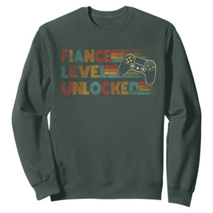 Fiance Level Unlocked Sweatshirt Retro Engaged Gifts For Him Gamer TS10 Dark Forest Green Print Your Wear