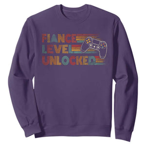 Fiance Level Unlocked Sweatshirt Retro Engaged Gifts For Him Gamer TS10 Purple Print Your Wear