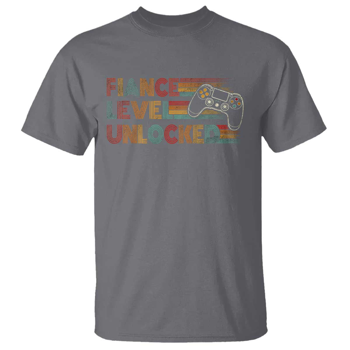 Fiance Level Unlocked T Shirt Retro Engaged Gifts For Him Gamer TS10 Charcoal Print Your Wear