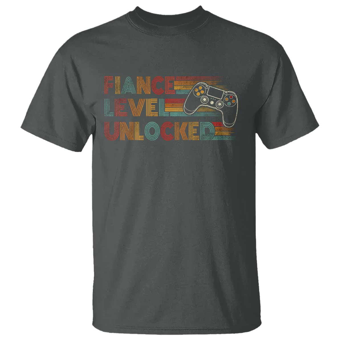 Fiance Level Unlocked T Shirt Retro Engaged Gifts For Him Gamer TS10 Dark Heather Print Your Wear