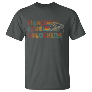 Fiance Level Unlocked T Shirt Retro Engaged Gifts For Him Gamer TS10 Dark Heather Print Your Wear
