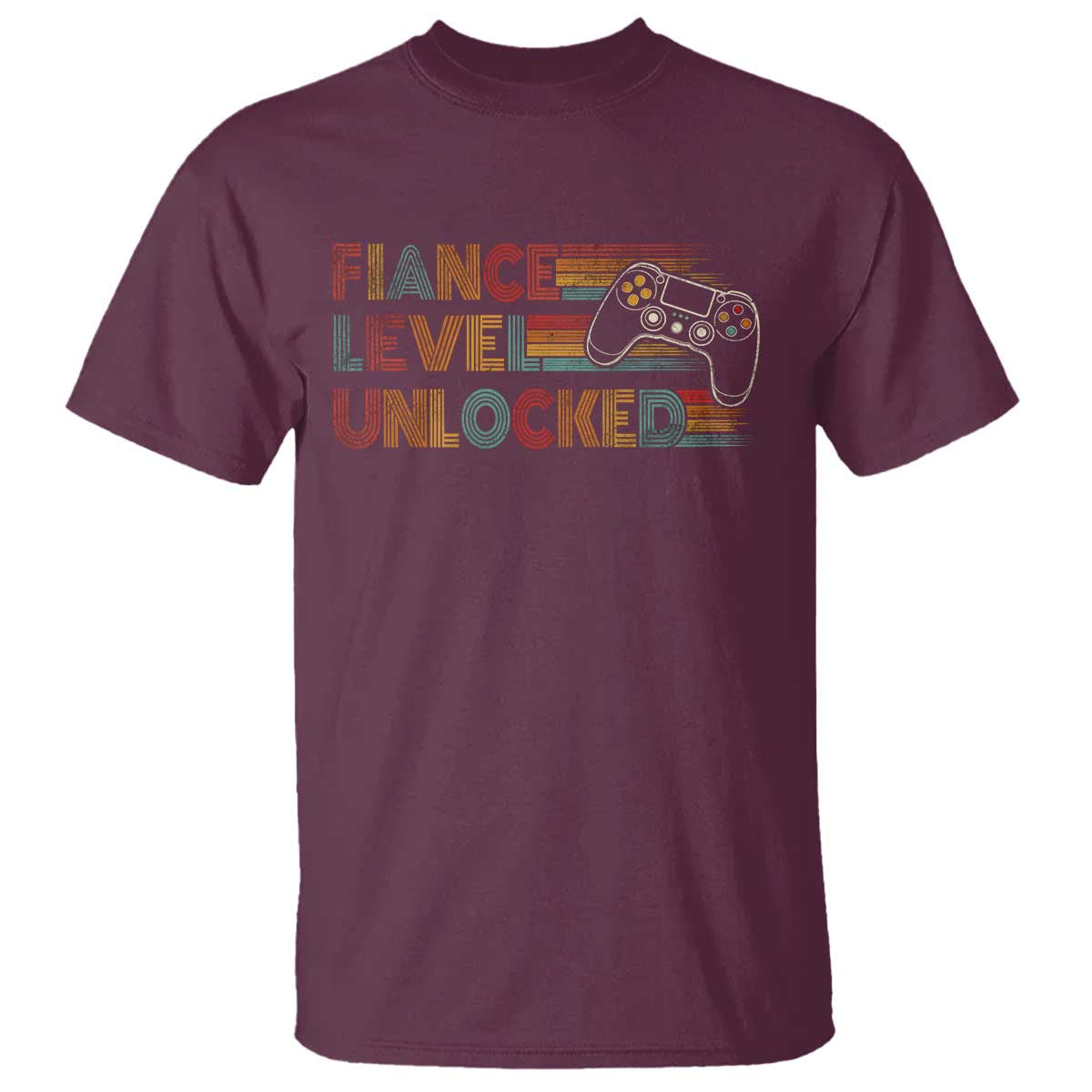 Fiance Level Unlocked T Shirt Retro Engaged Gifts For Him Gamer TS10 Maroon Print Your Wear