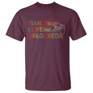 Fiance Level Unlocked T Shirt Retro Engaged Gifts For Him Gamer TS10 Maroon Print Your Wear