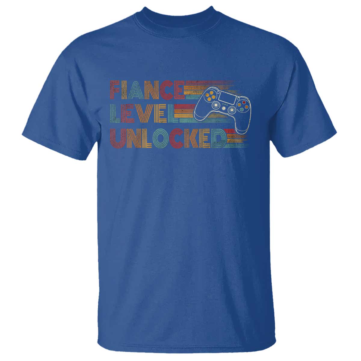Fiance Level Unlocked T Shirt Retro Engaged Gifts For Him Gamer TS10 Royal Blue Print Your Wear