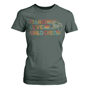 Fiance Level Unlocked T Shirt For Women Retro Engaged Gifts For Him Gamer TS10 Dark Forest Green Print Your Wear