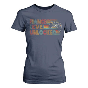 Fiance Level Unlocked T Shirt For Women Retro Engaged Gifts For Him Gamer TS10 Navy Print Your Wear