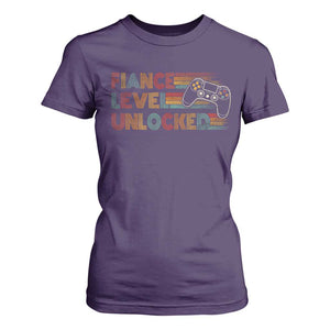 Fiance Level Unlocked T Shirt For Women Retro Engaged Gifts For Him Gamer TS10 Purple Print Your Wear