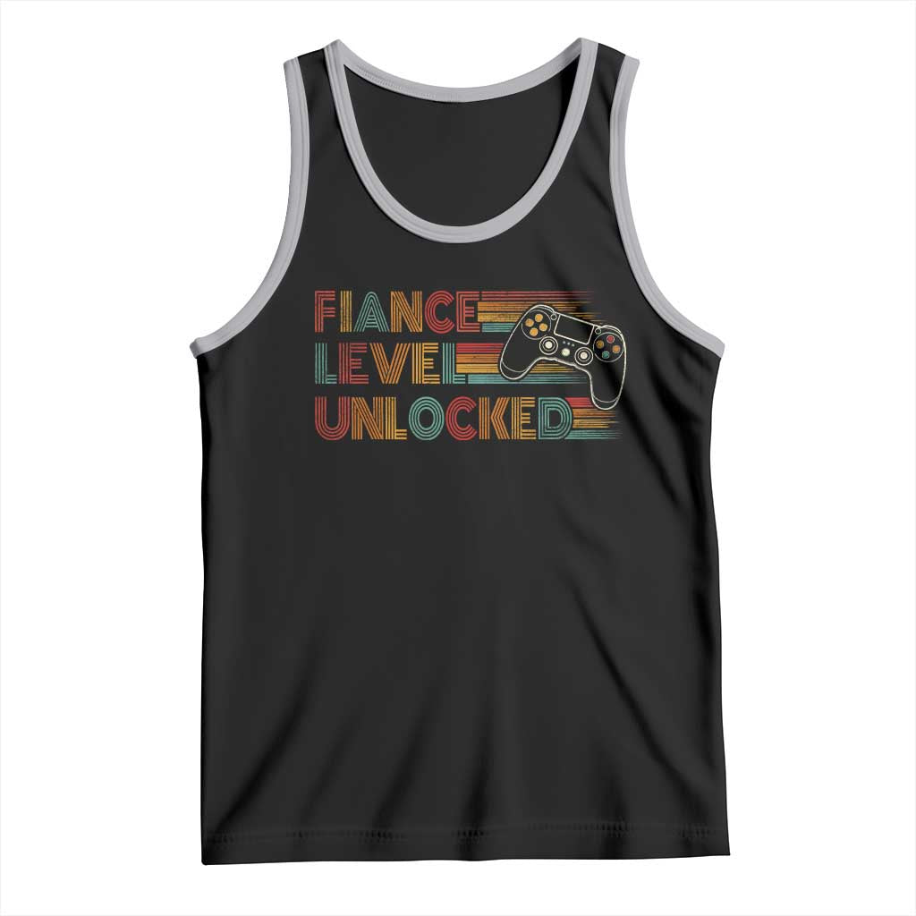 Fiance Level Unlocked Tank Top Retro Engaged Gifts For Him Gamer TS10 Black Athletic Heather Print Your Wear