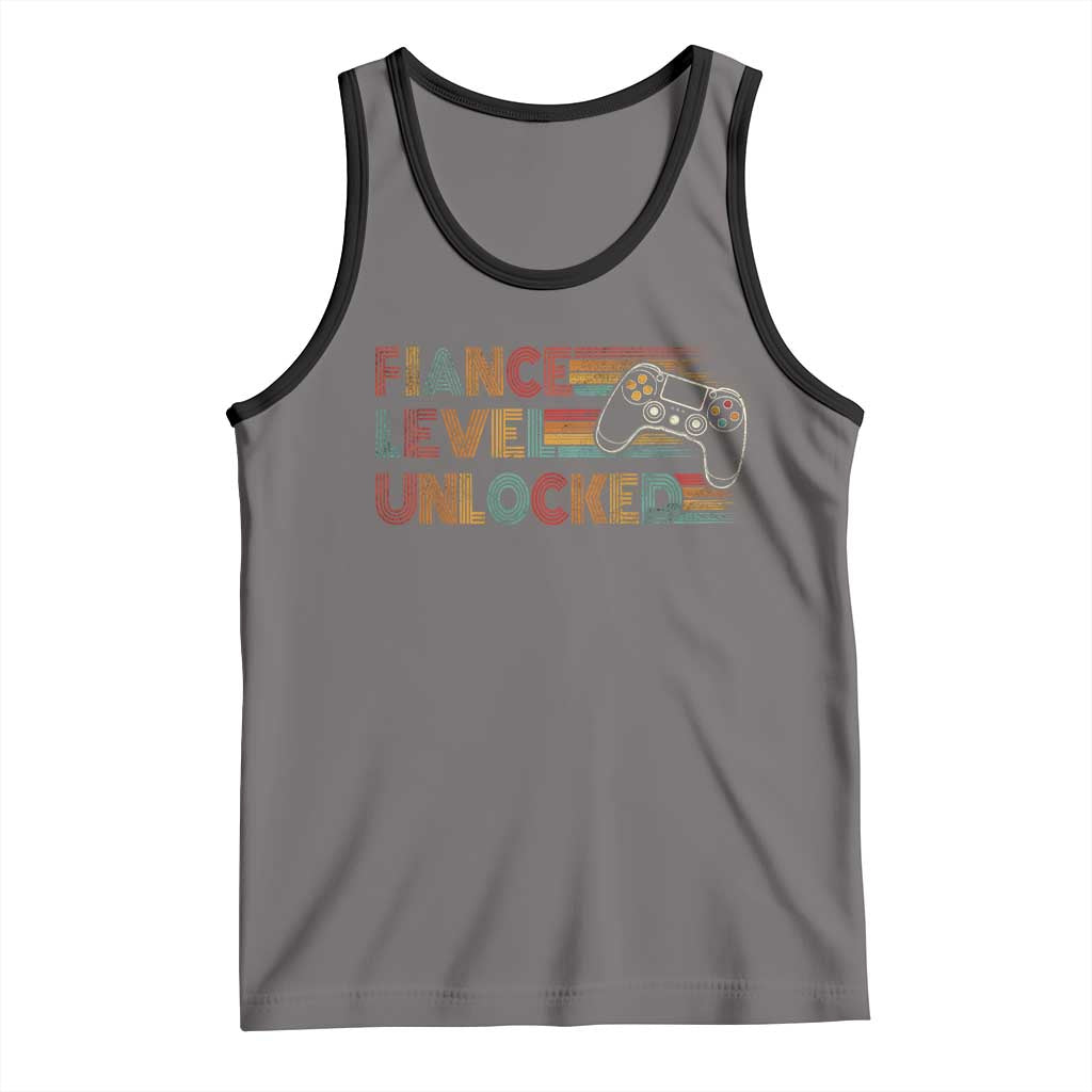 Fiance Level Unlocked Tank Top Retro Engaged Gifts For Him Gamer TS10 Deep Heather Black Print Your Wear