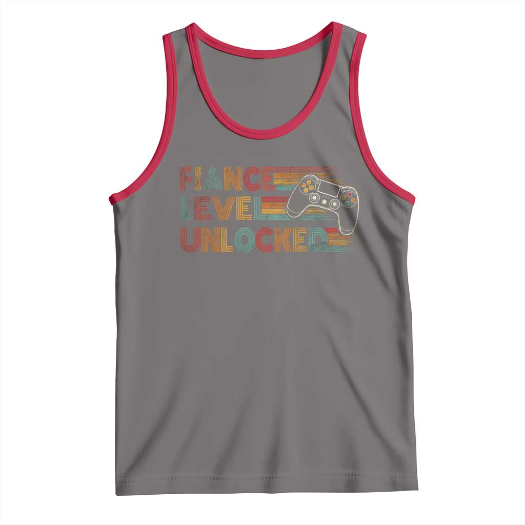 Fiance Level Unlocked Tank Top Retro Engaged Gifts For Him Gamer TS10 Deep Heather Red Print Your Wear