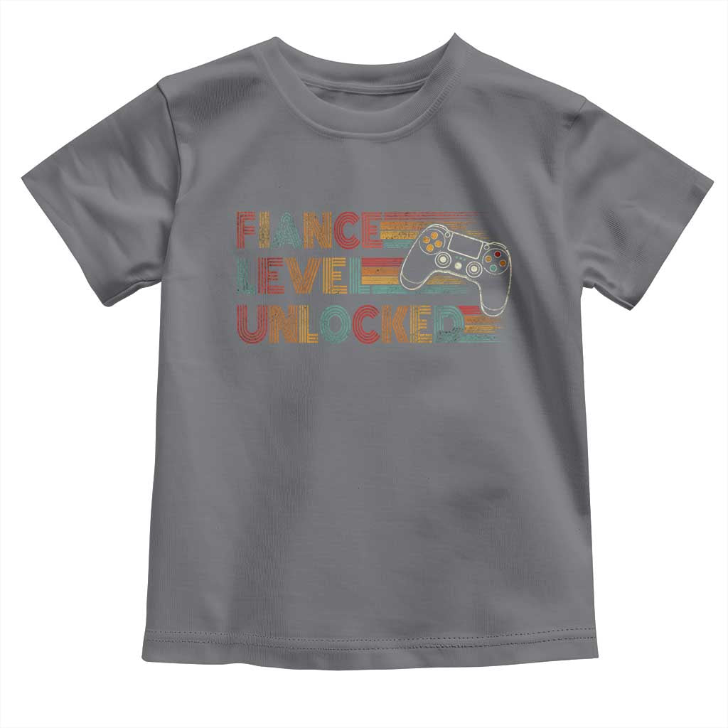 Fiance Level Unlocked Toddler T Shirt Retro Engaged Gifts For Him Gamer TS10 Charcoal Print Your Wear