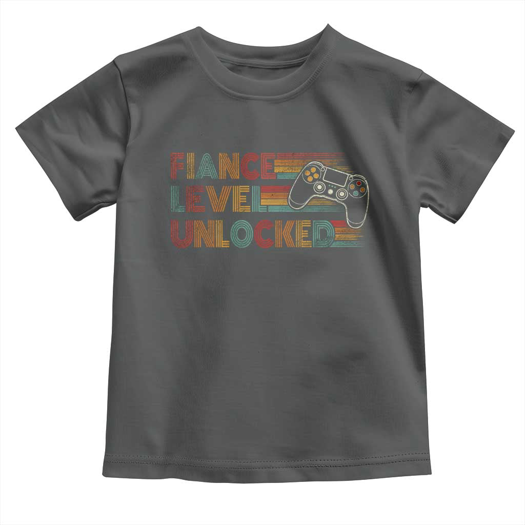 Fiance Level Unlocked Toddler T Shirt Retro Engaged Gifts For Him Gamer TS10 Dark Heather Print Your Wear