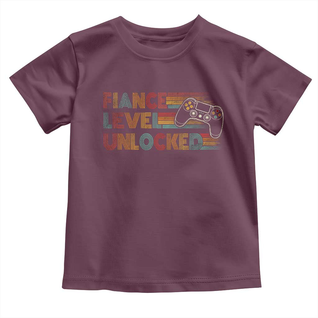 Fiance Level Unlocked Toddler T Shirt Retro Engaged Gifts For Him Gamer TS10 Maroon Print Your Wear