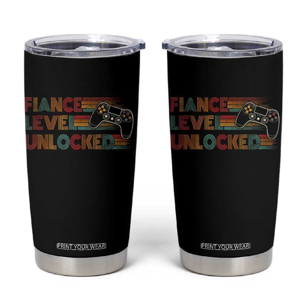 Fiance Level Unlocked Tumbler Cup Retro Engaged Gifts For Him Gamer TS10 Black Print Your Wear