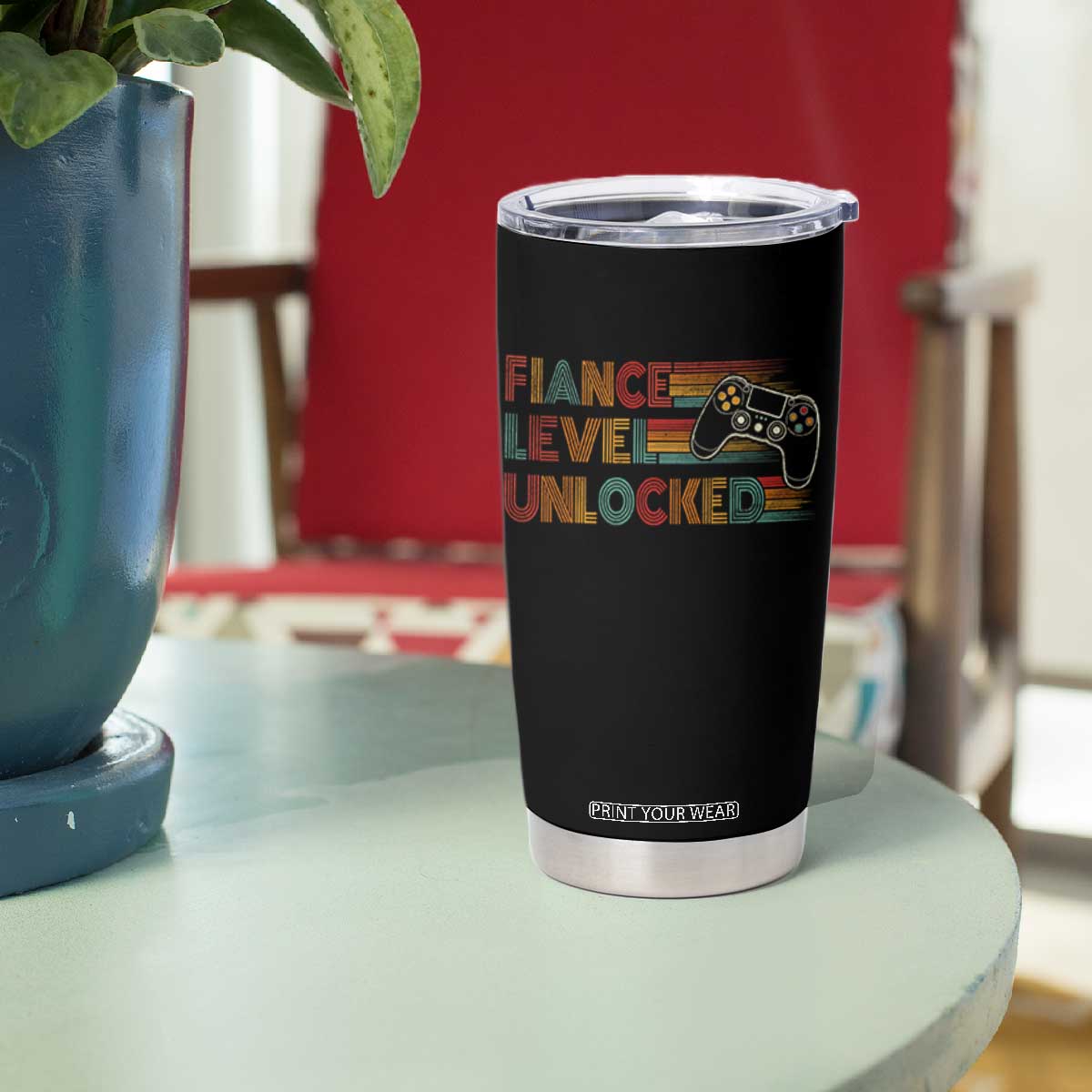 Fiance Level Unlocked Tumbler Cup Retro Engaged Gifts For Him Gamer TS10 Print Your Wear