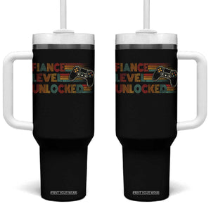 Fiance Level Unlocked Tumbler With Handle Retro Engaged Gifts For Him Gamer TS10 One Size: 40 oz Black Print Your Wear