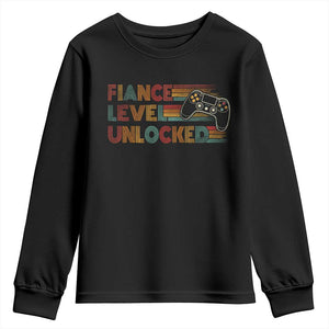 Fiance Level Unlocked Youth Sweatshirt Retro Engaged Gifts For Him Gamer TS10 Black Print Your Wear