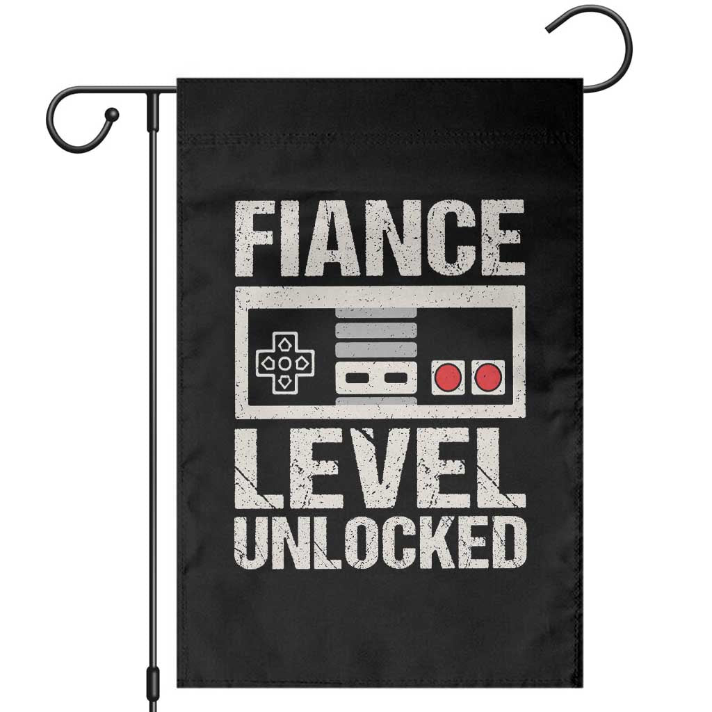 Leveled Fiance Unlocked Garden Flag Engagement Gift For Fiancé Bachelor Party TS10 Black Print Your Wear