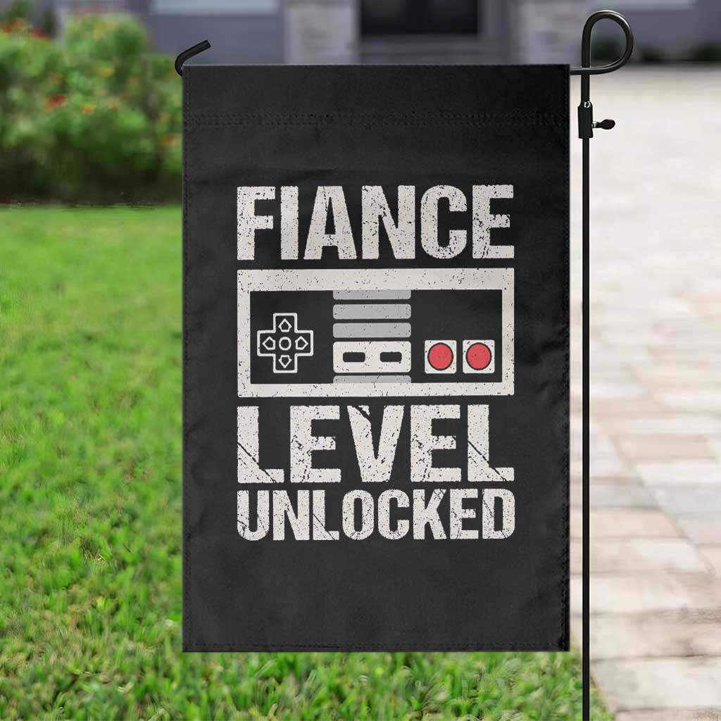 Leveled Fiance Unlocked Garden Flag Engagement Gift For Fiancé Bachelor Party TS10 Print Your Wear