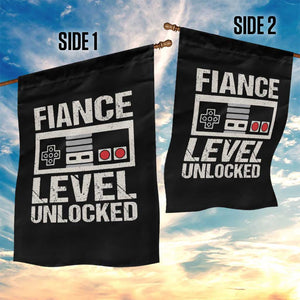 Leveled Fiance Unlocked Garden Flag Engagement Gift For Fiancé Bachelor Party TS10 Print Your Wear