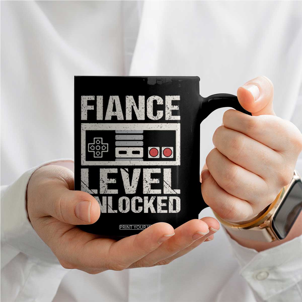 Leveled Fiance Unlocked Coffee Mug Engagement Gift For Fiancé Bachelor Party TS10 Print Your Wear