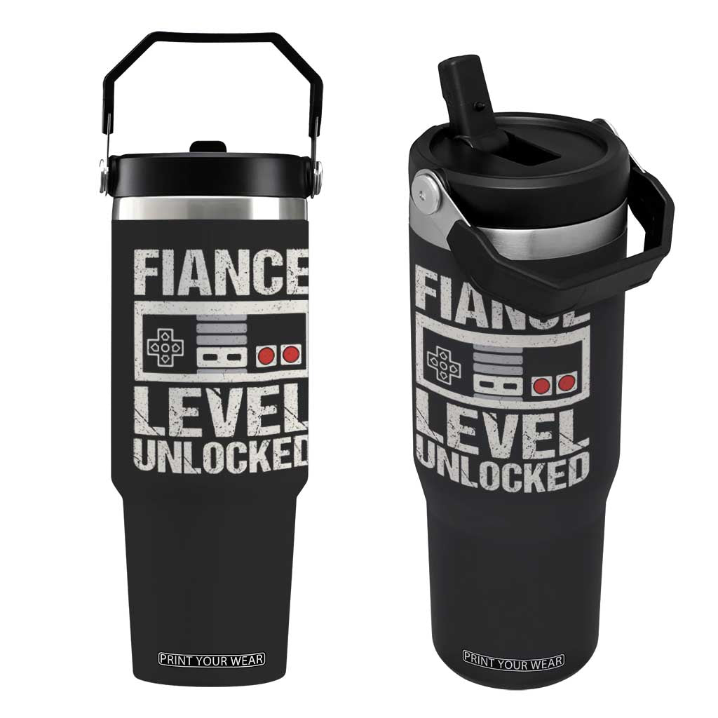 Leveled Fiance Unlocked Flip Straw Tumbler Engagement Gift For Fiancé Bachelor Party TS10 One Size: 30 oz Black Print Your Wear