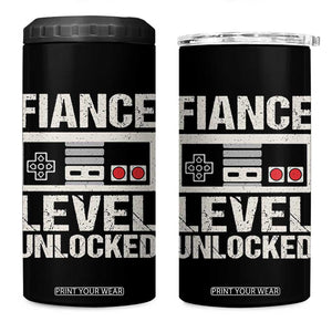 Leveled Fiance Unlocked 4 in 1 Can Cooler Tumbler Engagement Gift For Fiancé Bachelor Party TS10 One Size: 16 oz Black Print Your Wear