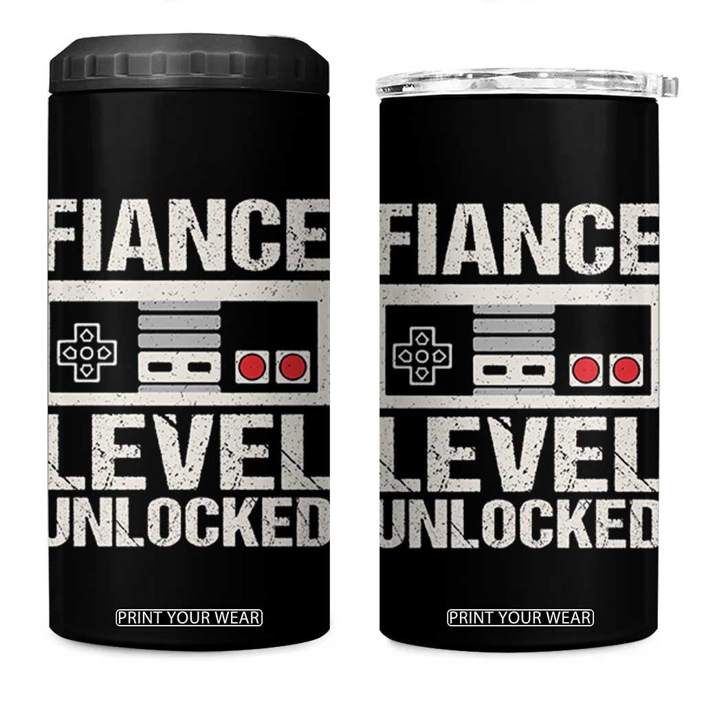 Leveled Fiance Unlocked 4 in 1 Can Cooler Tumbler Engagement Gift For Fiancé Bachelor Party TS10 One Size: 16 oz Black Print Your Wear