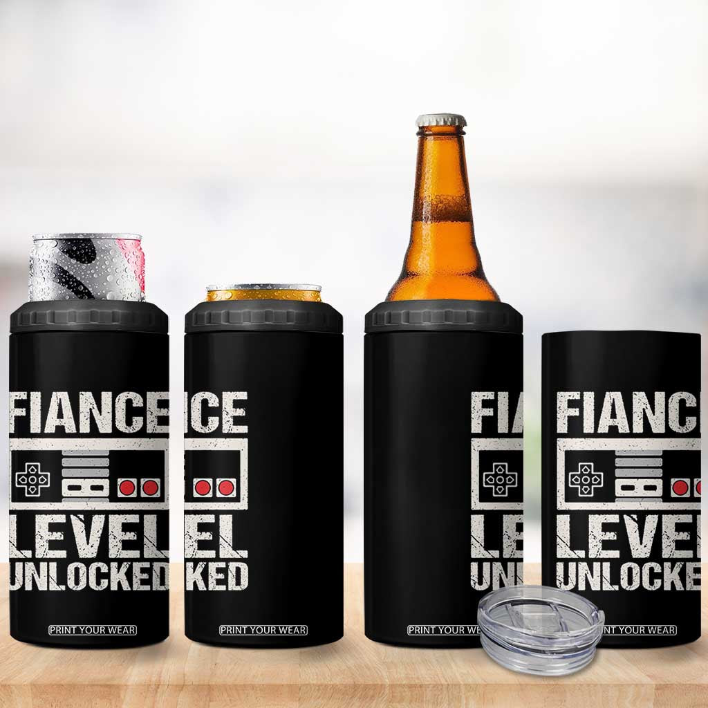Leveled Fiance Unlocked 4 in 1 Can Cooler Tumbler Engagement Gift For Fiancé Bachelor Party TS10 Print Your Wear