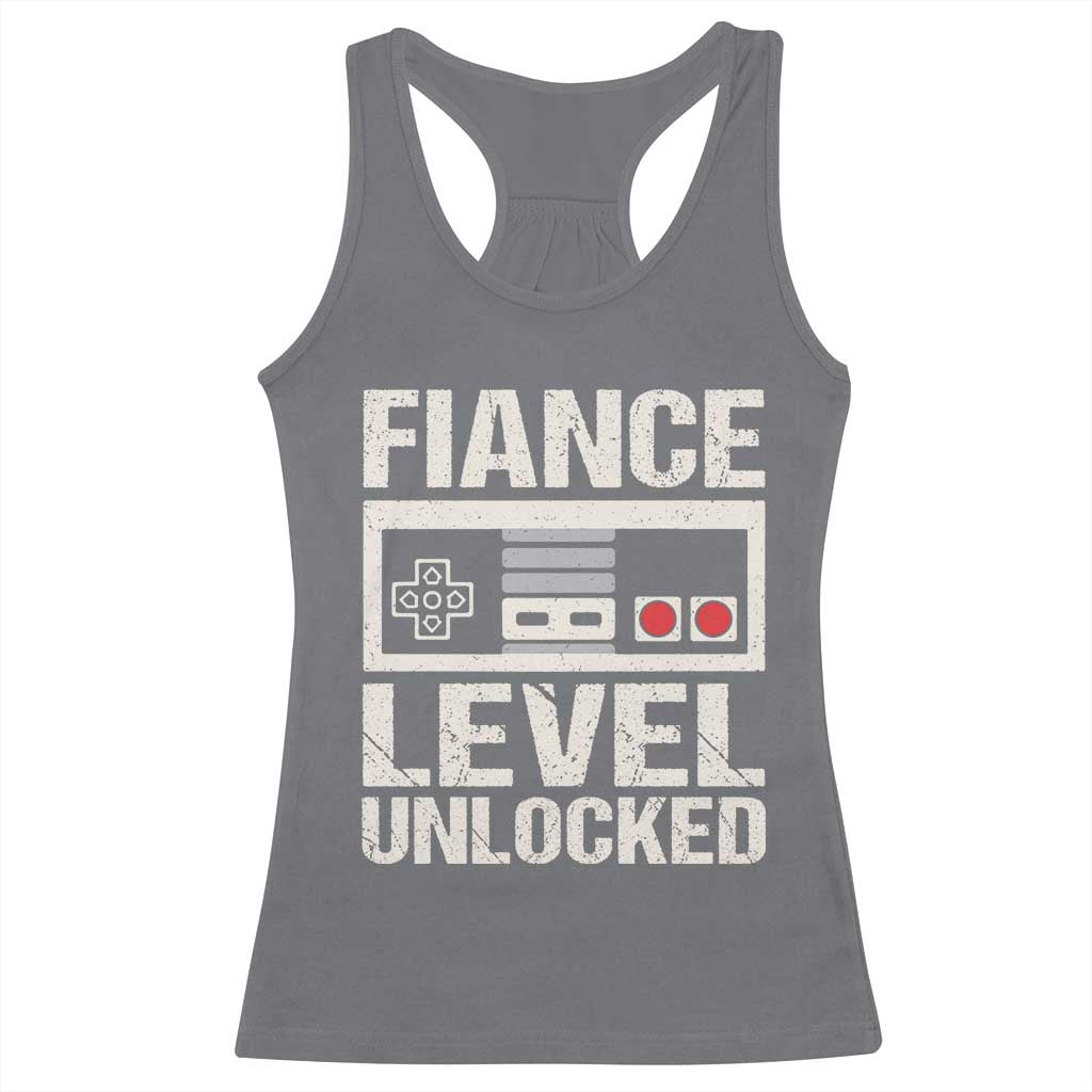 Leveled Fiance Unlocked Racerback Tank Top Engagement Gift For Fiancé Bachelor Party TS10 Charcoal Print Your Wear