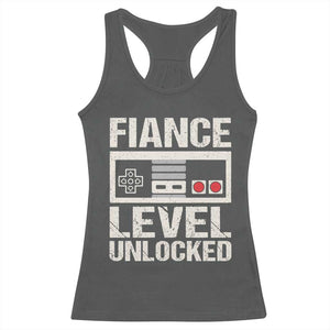 Leveled Fiance Unlocked Racerback Tank Top Engagement Gift For Fiancé Bachelor Party TS10 Dark Heather Print Your Wear
