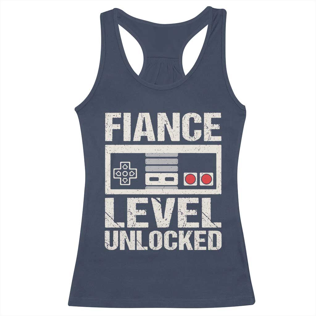 Leveled Fiance Unlocked Racerback Tank Top Engagement Gift For Fiancé Bachelor Party TS10 Navy Print Your Wear