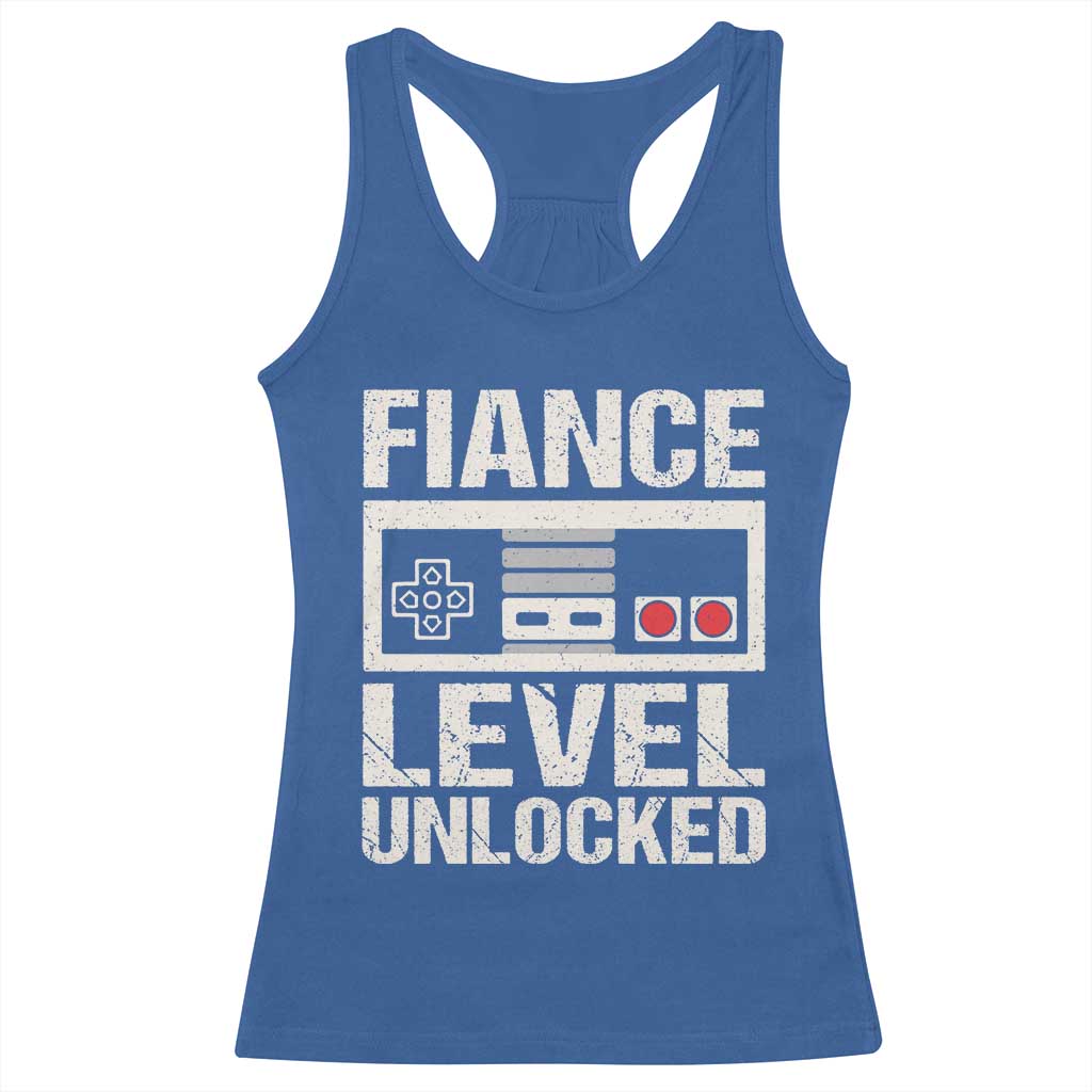Leveled Fiance Unlocked Racerback Tank Top Engagement Gift For Fiancé Bachelor Party TS10 Royal Blue Print Your Wear