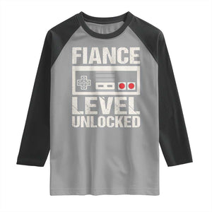 Leveled Fiance Unlocked Raglan Shirt Engagement Gift For Fiancé Bachelor Party TS10 Sport Gray Black Print Your Wear