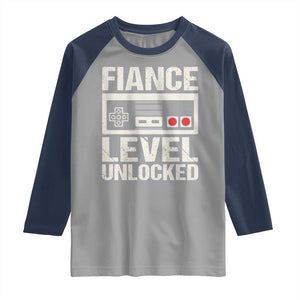 Leveled Fiance Unlocked Raglan Shirt Engagement Gift For Fiancé Bachelor Party TS10 Sport Gray Navy Print Your Wear