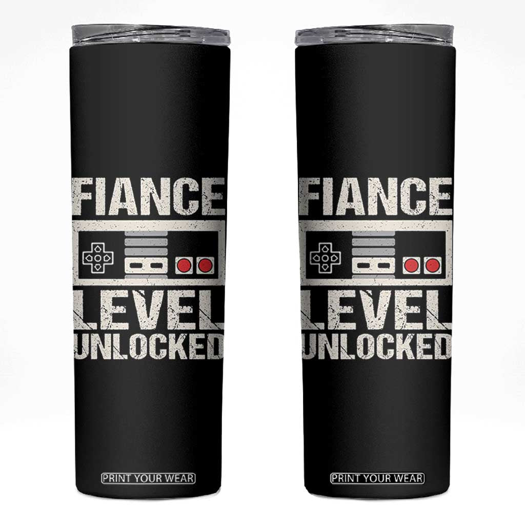 Leveled Fiance Unlocked Skinny Tumbler Engagement Gift For Fiancé Bachelor Party TS10 Black Print Your Wear