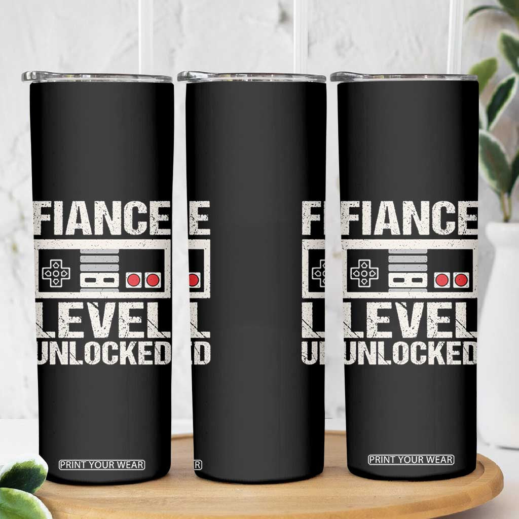 Leveled Fiance Unlocked Skinny Tumbler Engagement Gift For Fiancé Bachelor Party TS10 Print Your Wear
